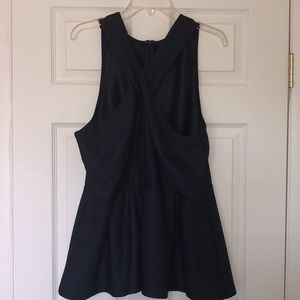 Eloquii 18 navy blue cross front peplum top